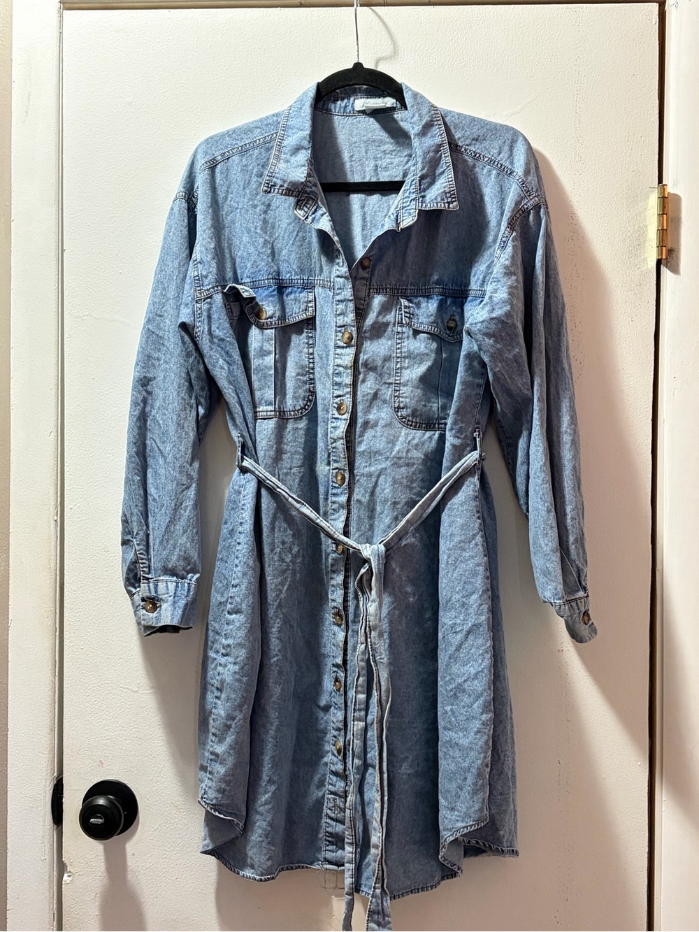 Passport Light Blue Denim Midi Shirt Dress